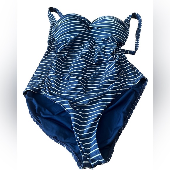 Nip Tuck Striped Blue and white  One-Piece Swimsuit, size 12 - Picture 1 of 5